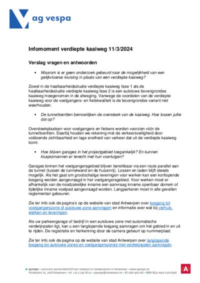 Verslag vragen en antwoorden infomoment verdiepte kaaiweg 11/3/2024