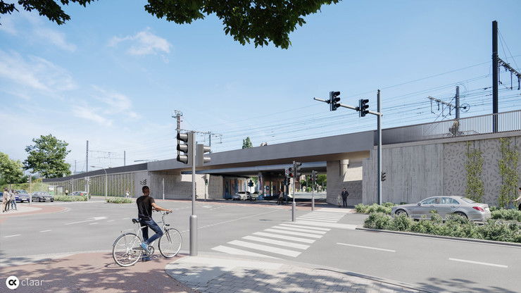 Simulatie van de fietsbrug over de Arbeidersstraat