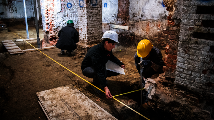 Archeologische opgravingen in stadshuis in 2018.
