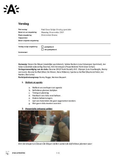 Verslag voorstelling definitieve plannen voor de sportkamer
