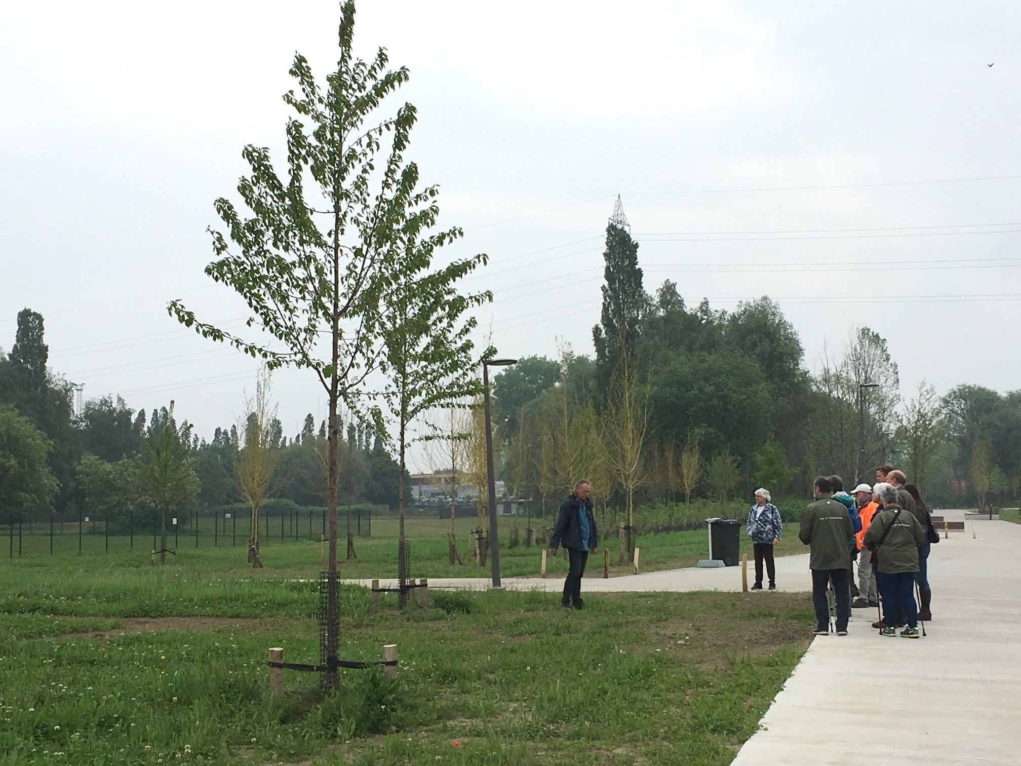 Ontvangst van de eerste groep wandelaars in Park Groot Schijn.