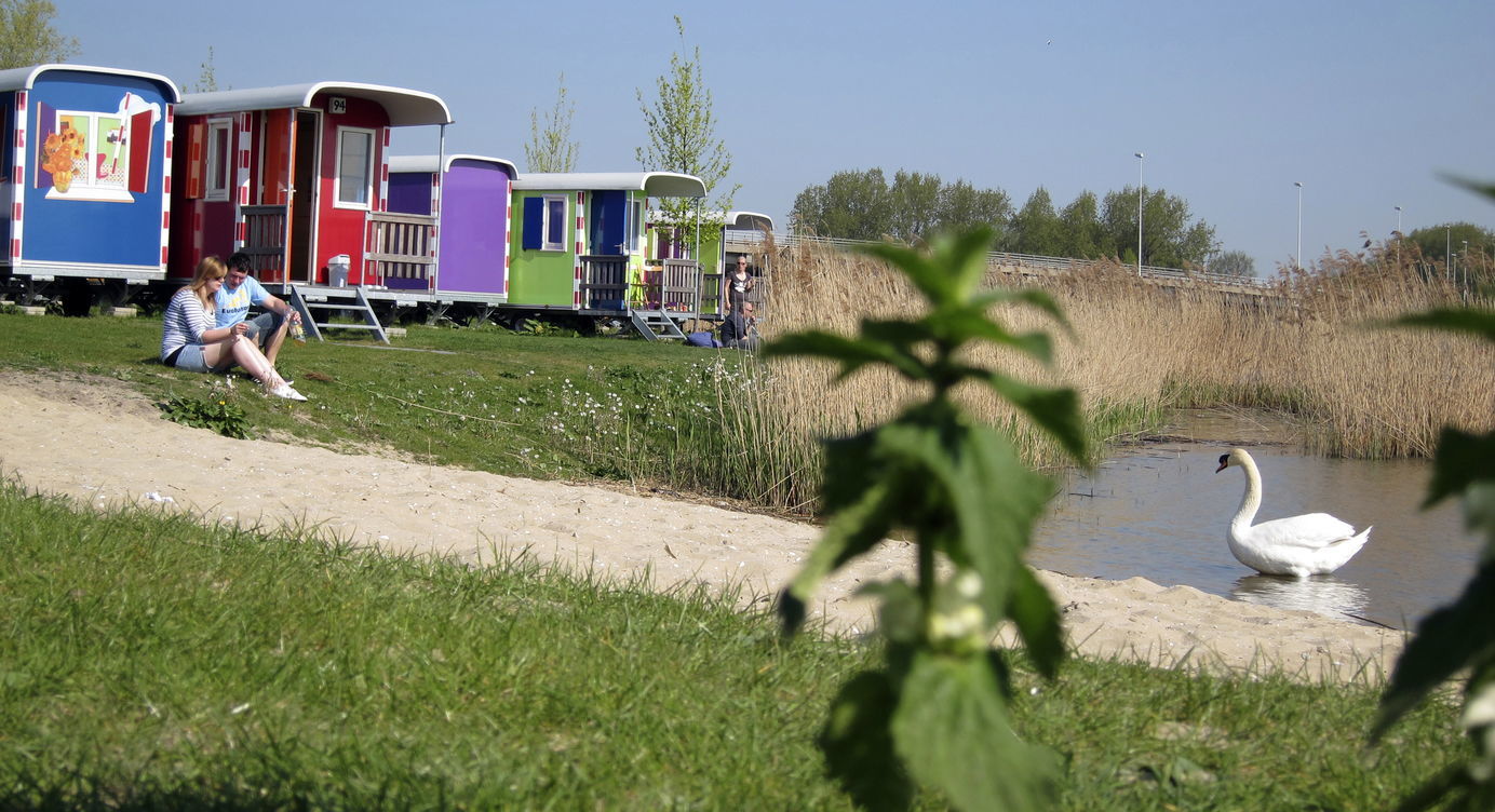 Voorbeeld van hoe een moderne stadscamping er kan uitzien.