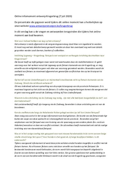 Verslag online infosessie