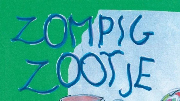 Een snede uit de flyer van het Festival met 'Zompig Zootje ' geschreven in getekende letters tegen een ingekleurde achtergrond.