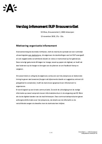 Verslag infomoment startnota RUP Brouwersvliet