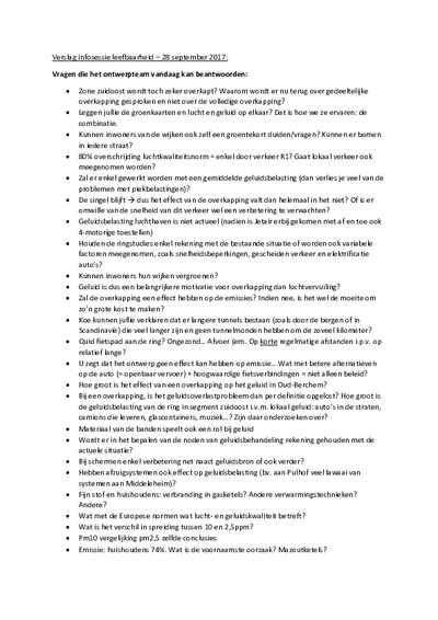 Verslag infosessies leefbaarheid