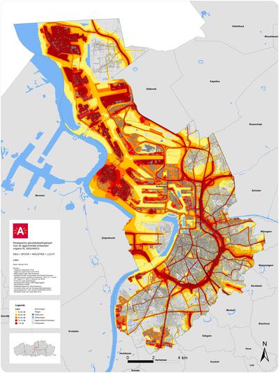 Geluidskaart belasting decibels Antwerpen