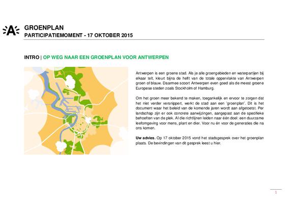 Verslag stadsgesprek Groenplan