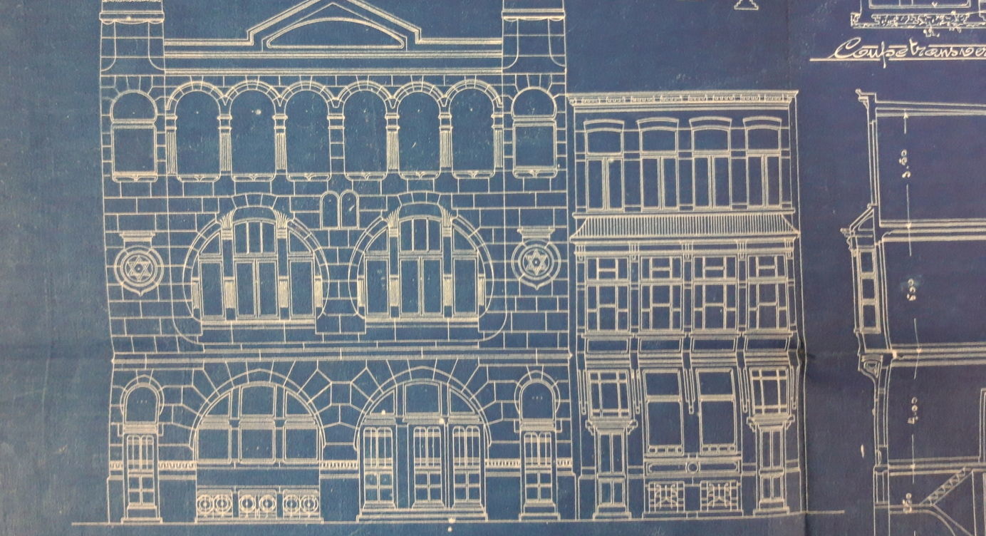Blauwdruk van de synagoge.
