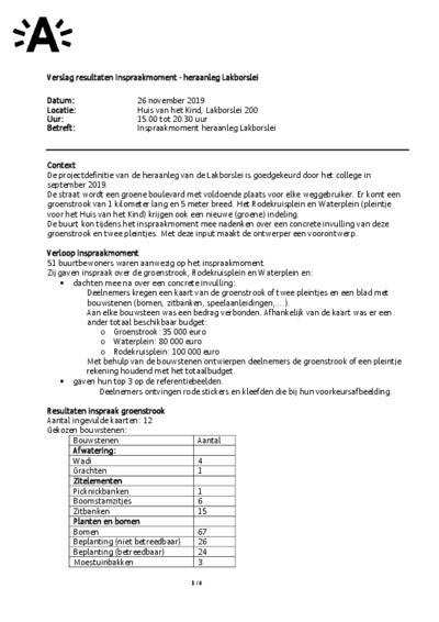 Inspraakmoment projectdefinitie heraanleg Lakborslei