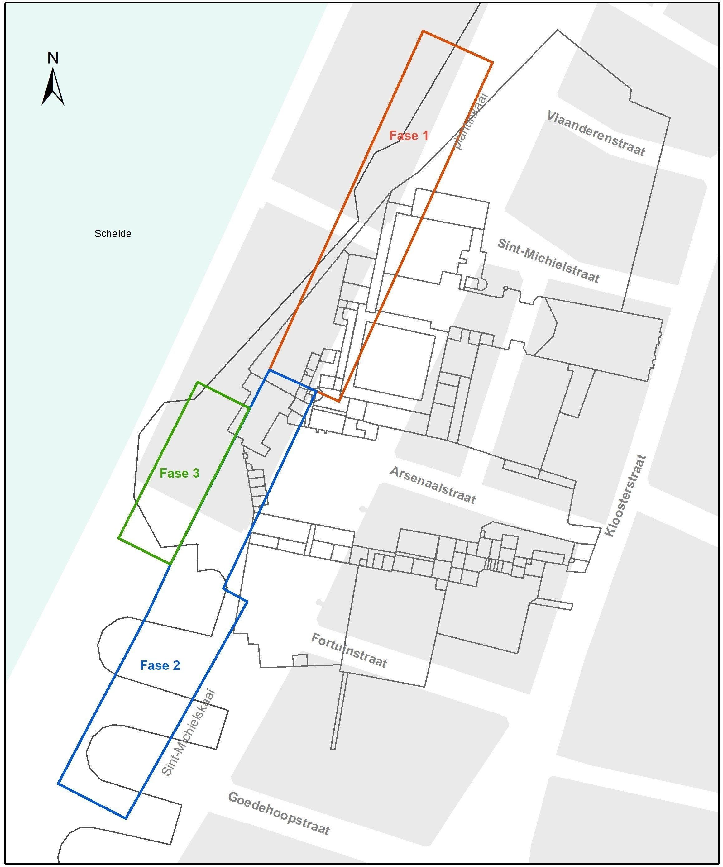 Verschillende fases waarbinnen de opgravigen plaatsvonden.
