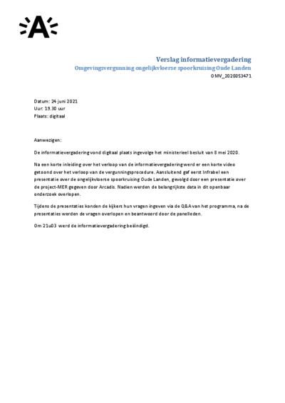 Verslag informatievergadering