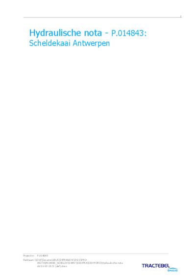 Haalbaarheidsstudie fase 2 verdiepte kaaiweg - hydraulische nota