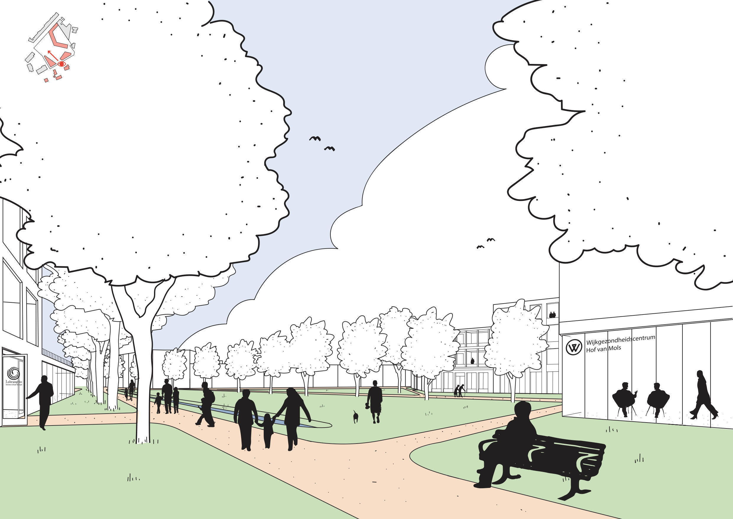 Toekomstbeeld Hof van Mols_perspectief vanuit dreef Hof van Mols