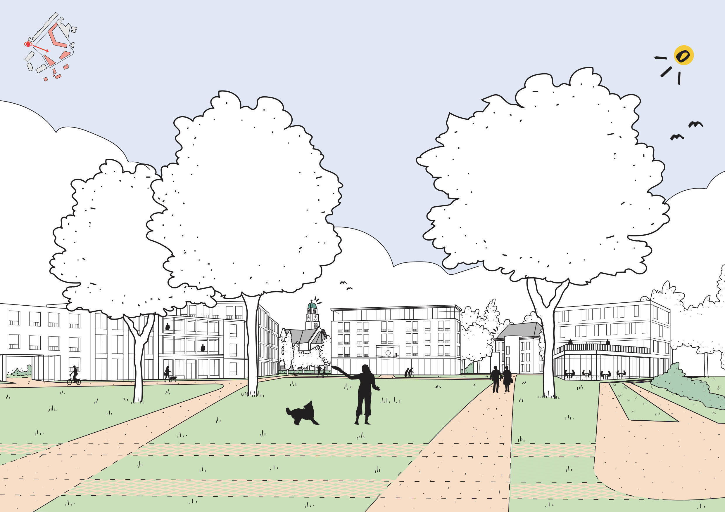 Toekomstbeeld Hof van Mol_Perspectief vanuit Karel Mestdaghplein