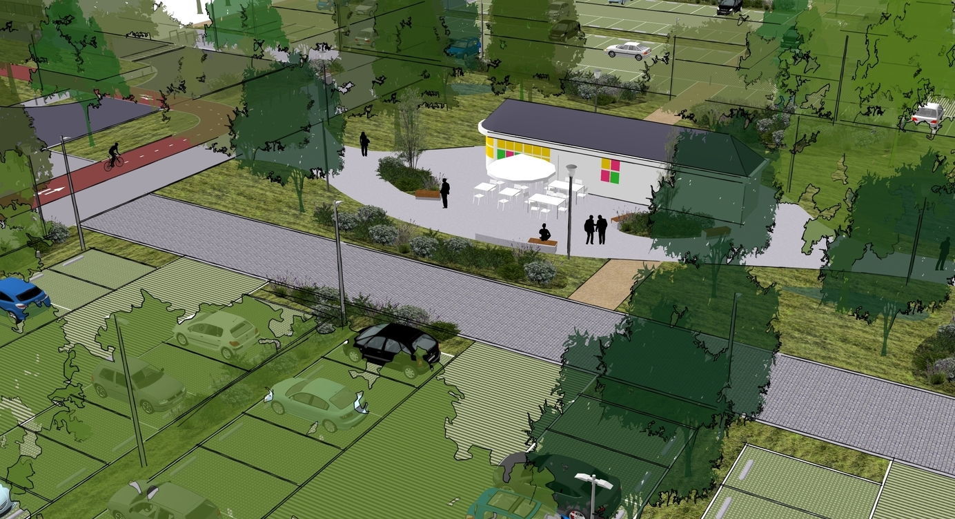 Simulatiebeeld van hoe het einde van de Gloriantlaan er zal uitzien na de werken.