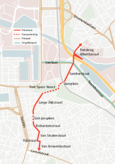 Route Rode Loper Spoor Noord