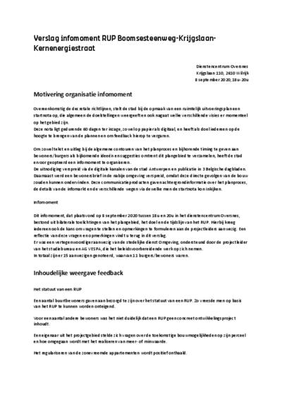 Verslag infomoment RUP Krijgslaan