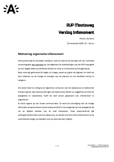 Verslag online infomoment start- en procesnota