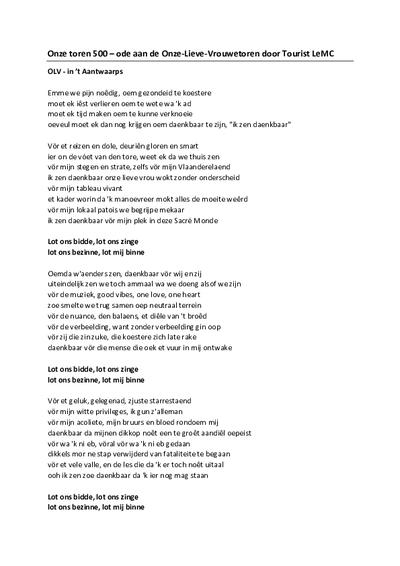 O.L.V. - ode aan de toren