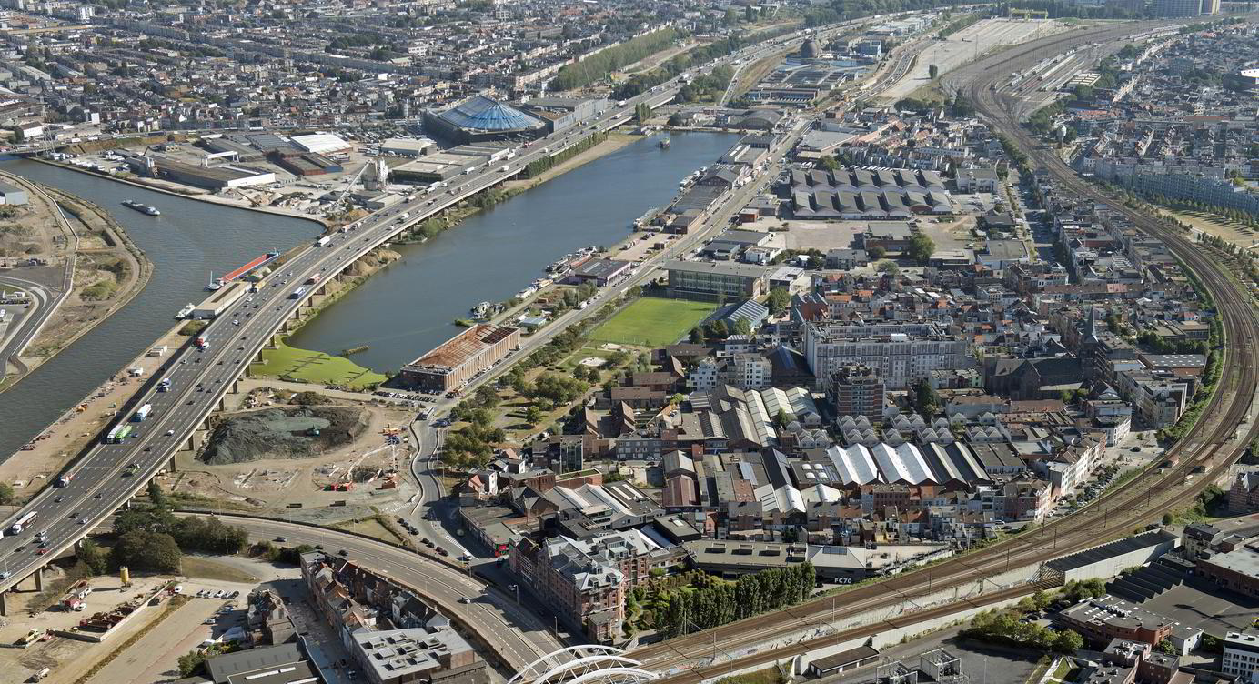 Luchtfoto Slachthuissite, Noordschippersdok en Lobroekdok