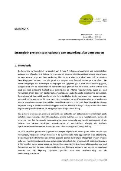Startnota stadsregionale samenwerking