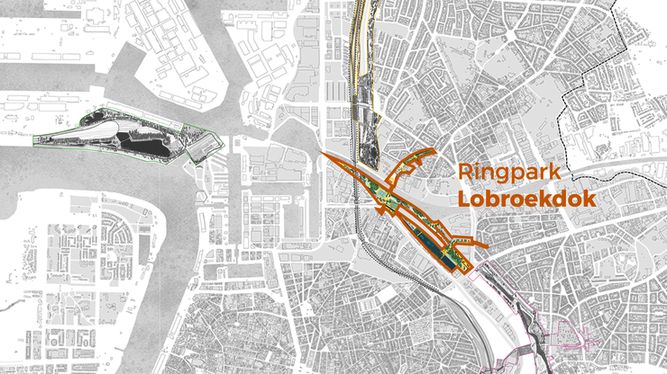 Projectgebied van Ringpark Lobroekdok