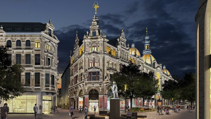 Het wedstrijdconcept voor het nachtbeeld van de Meir en de Leysstraat.