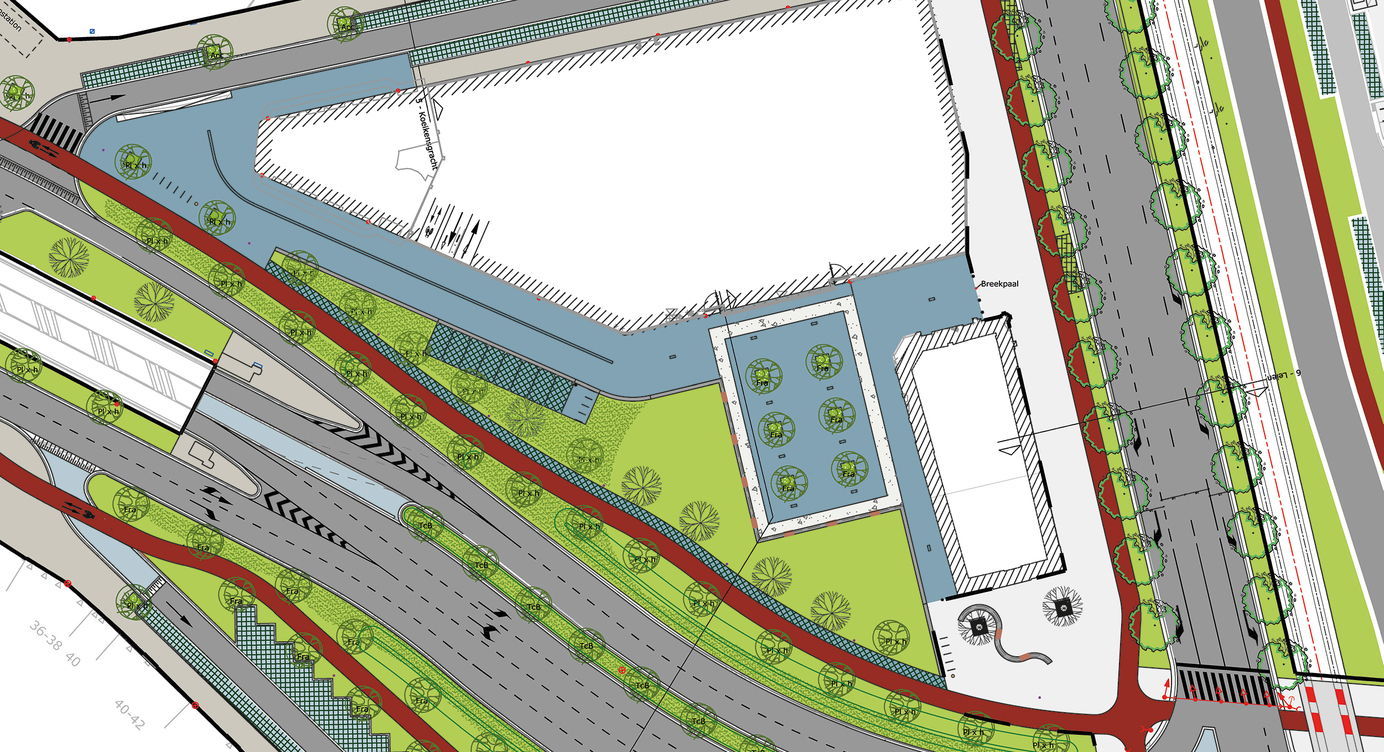 In de laatste fase wordt het openbaar domein rond de Lins Tower en langs de Noorse kerk aangelegd met groen, een pleintje met zes bomen en zes dwarse parkeerplaatsen.