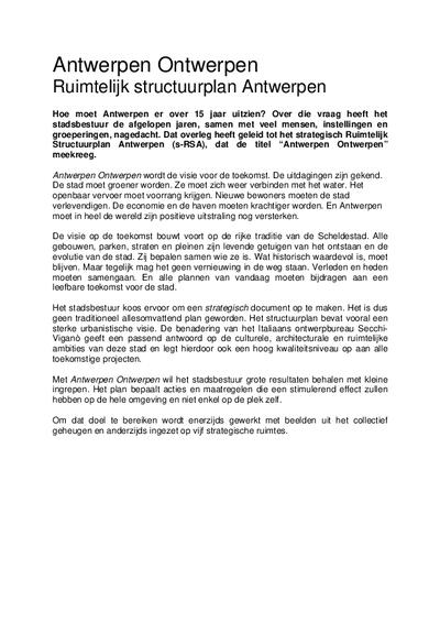 Samenvatting 'Antwerpen ontwerpen'