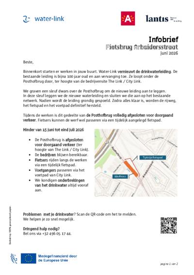 Infobrief vernieuwen drinkwaterleiding - juni 2026