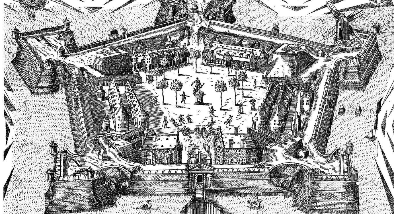 16de eeuwse gravure van de citadel van Antwerpen